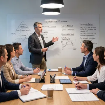 Sales trainer leading a management workshop