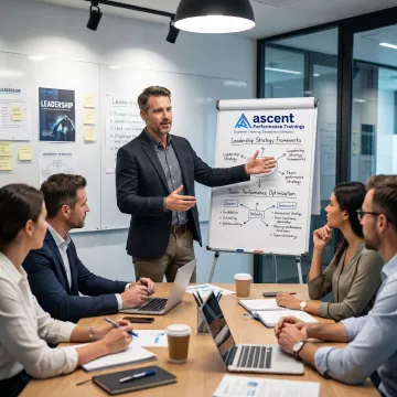 Corporate trainer leading an interactive leadership workshop