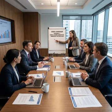 Executives practicing crisis leadership training