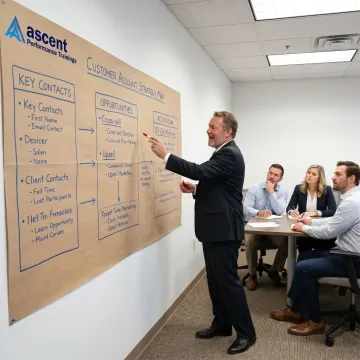 Account managers planning strategic training session