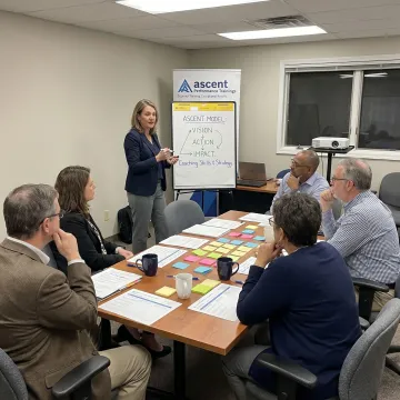Facilitator leading nonprofit leadership training session