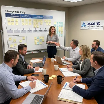 Facilitator leading change leadership training process