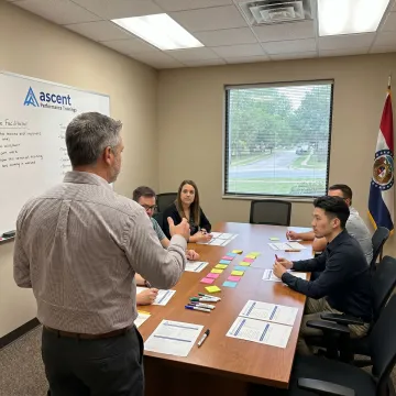 Leadership trainer facilitating a corporate team workshop