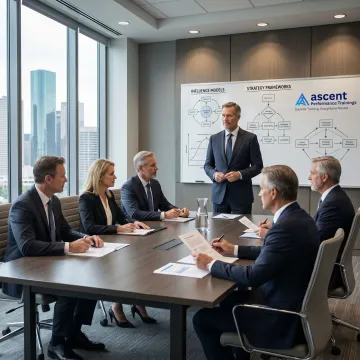 Executive leadership coaching session in Houston boardroom