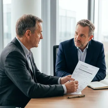 Executive coach reviewing leadership assessment with client