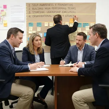 Facilitator leading customized leadership training process