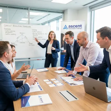 Facilitator coaching leaders through workplace scenarios