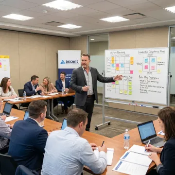 Leadership trainer coaching professionals