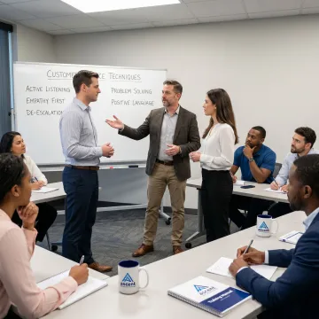 Customer service training facilitator leading workshop
