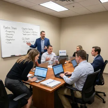 Sales trainer leading an energy industry workshop