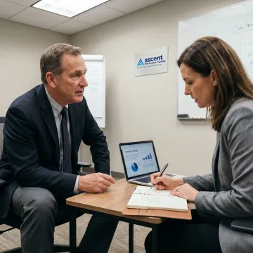 Leadership coach guiding a professional development session