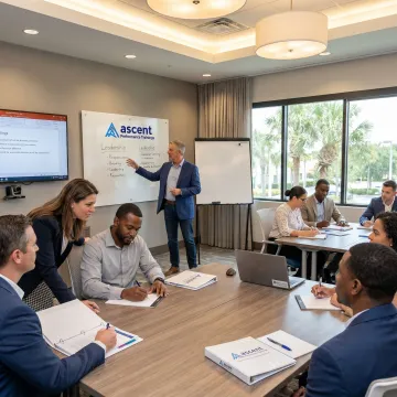 Leadership trainer facilitating an Orlando team workshop