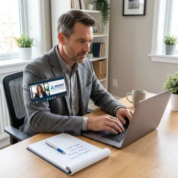Corporate professional in an online coaching session