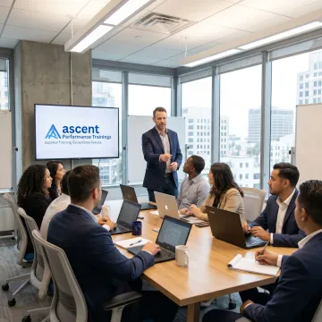 Sales coach leading a Los Angeles team training session