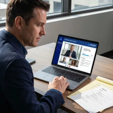 Corporate professional attending online coaching