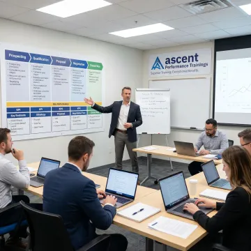 Sales coach leading a performance training session