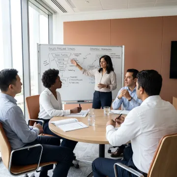 Enterprise sales managers in a leadership training workshop