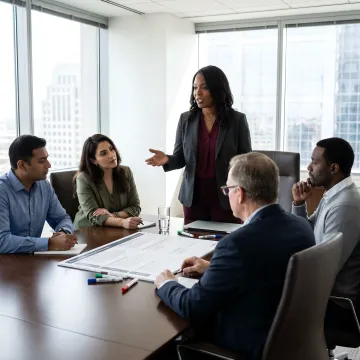 Executive leadership coaching session in Houston boardroom