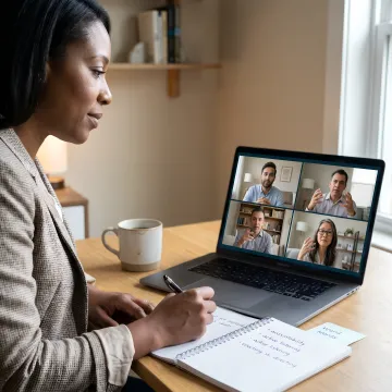 Remote leaders joining a virtual leadership training session