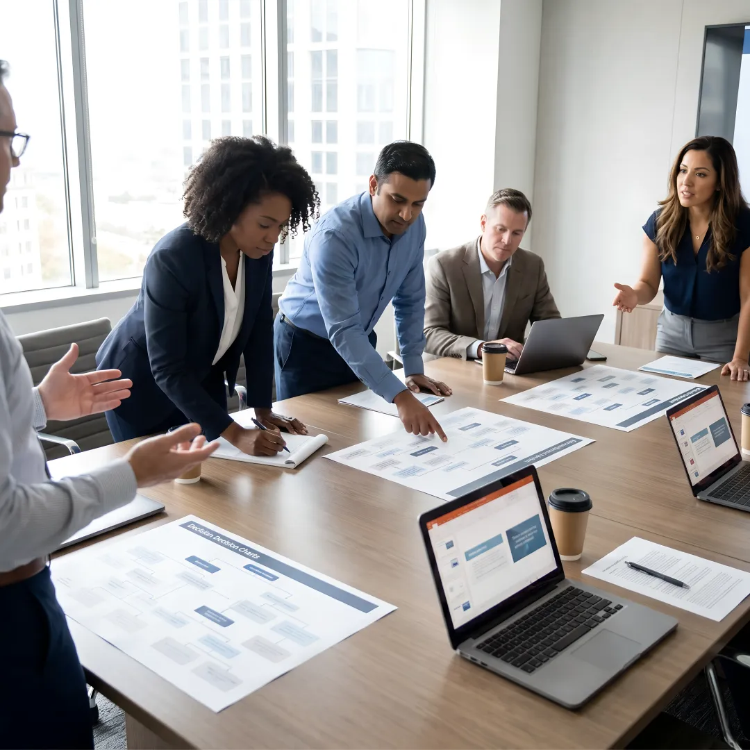 Executives practicing crisis leadership training