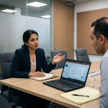 Leadership coach guiding a professional development session