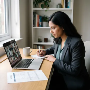 Corporate professional in an online coaching session