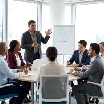 Sales trainer leading a relationship management workshop