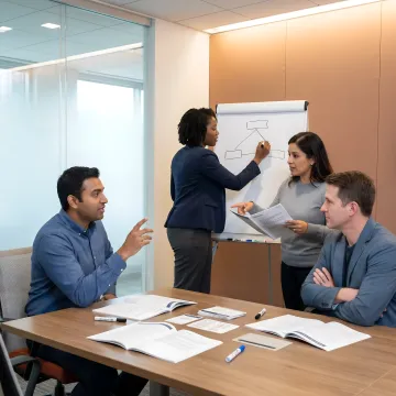 Customer service training workshop with engaged professionals