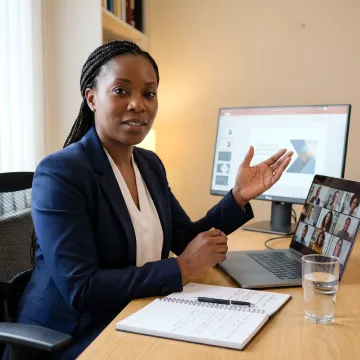 Virtual leadership coach guiding remote managers