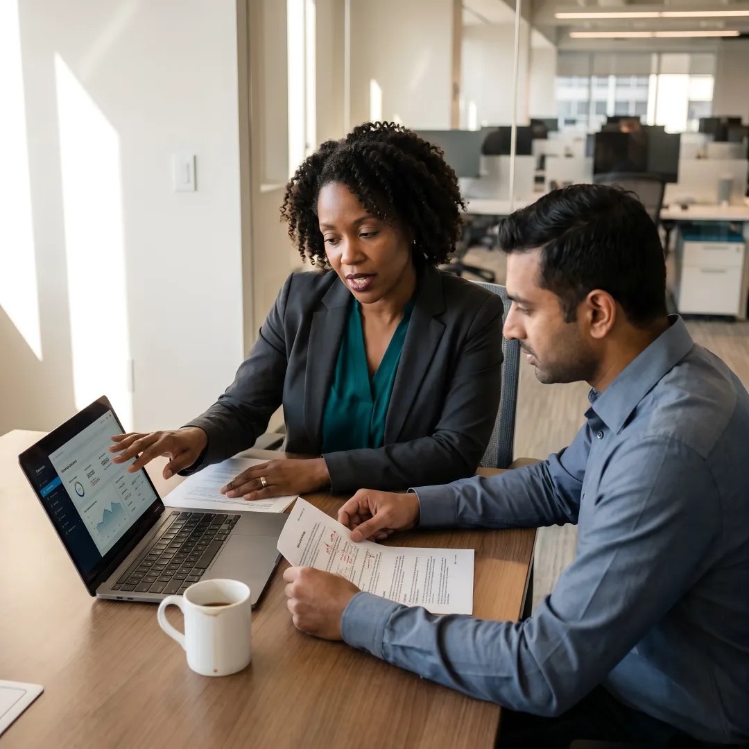 Leadership coach guiding executive development process