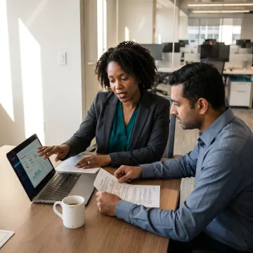 Leadership coach guiding executive development process