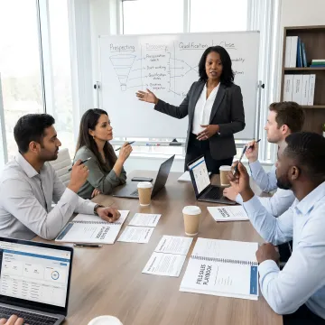 Sales trainer leading an energy industry workshop