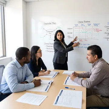 Facilitator leading change leadership training process