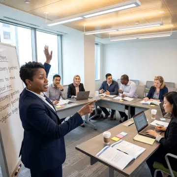 Sales trainer leading an energy industry workshop