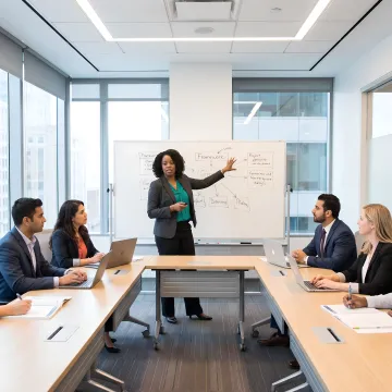Facilitator leading a corporate leadership training process