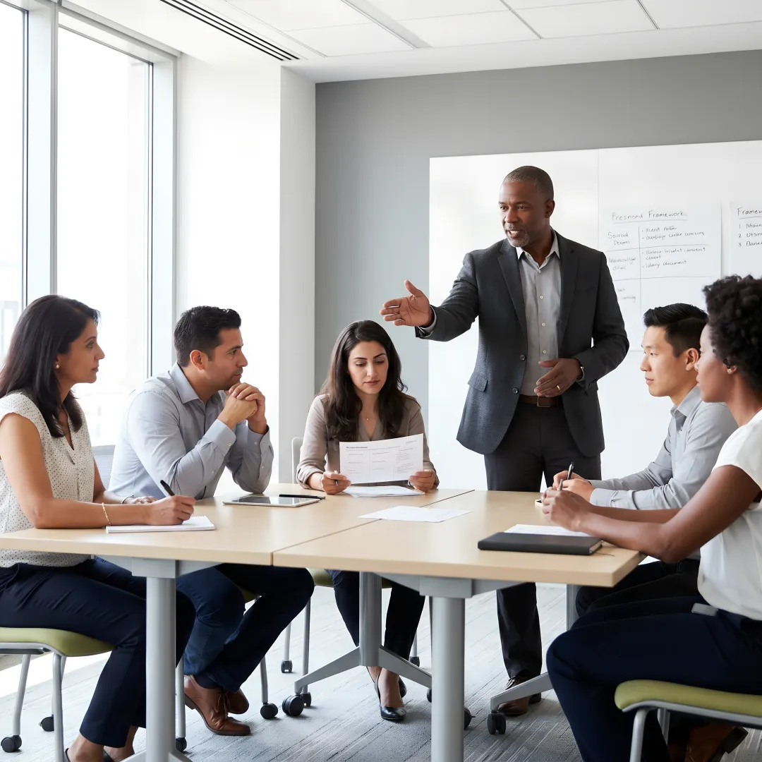 Leadership coach facilitating executive workshop