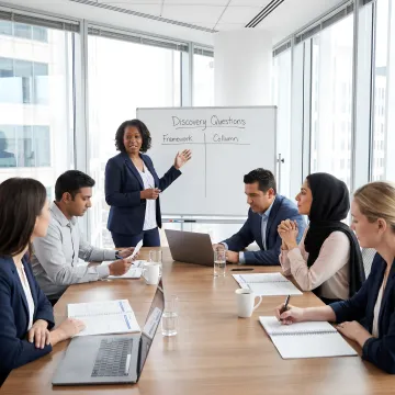 Sales professionals practicing skills during training