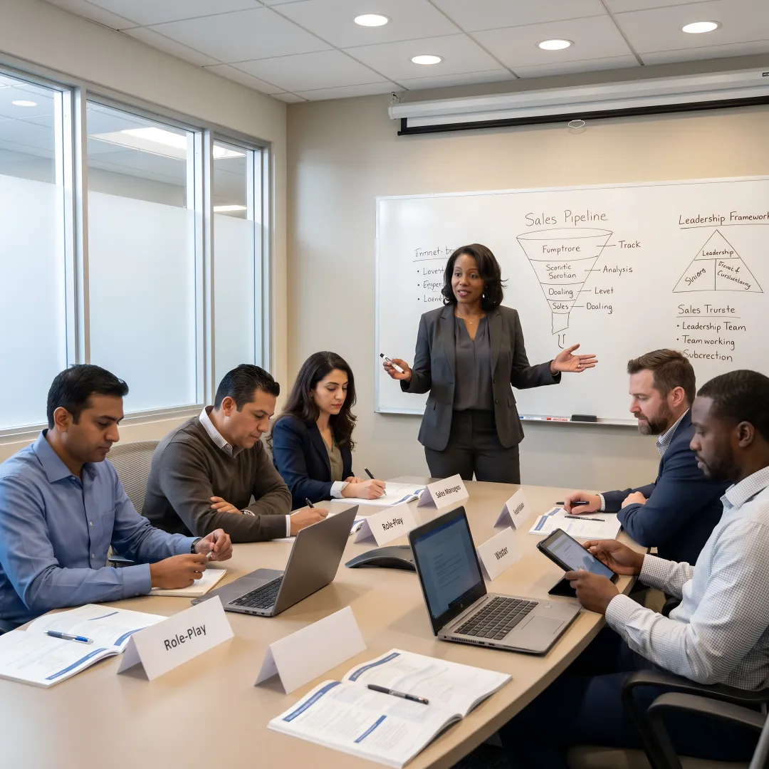 Facilitator coaching sales managers during training