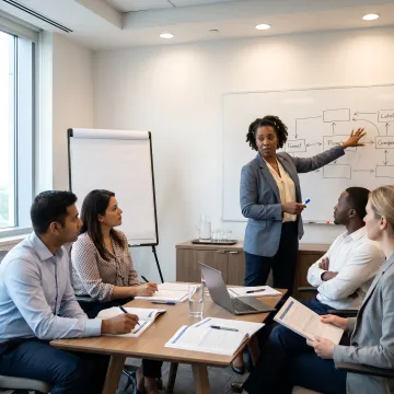 Facilitator leading customized leadership training process