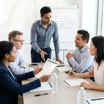 Sales coach guiding a team through a structured training process