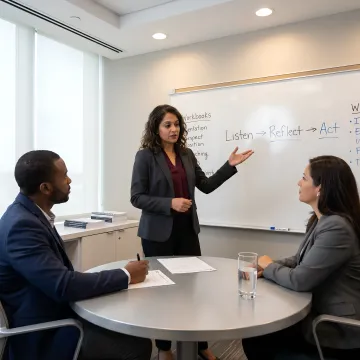Leadership coach facilitating a training exercise