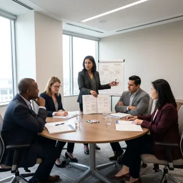Facilitator coaching business leaders during training