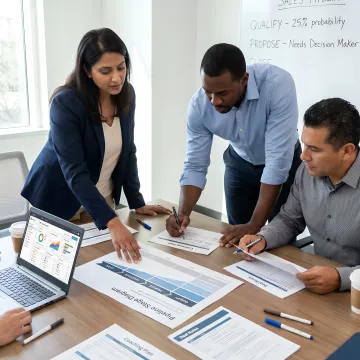 Sales team reviewing pipeline training process