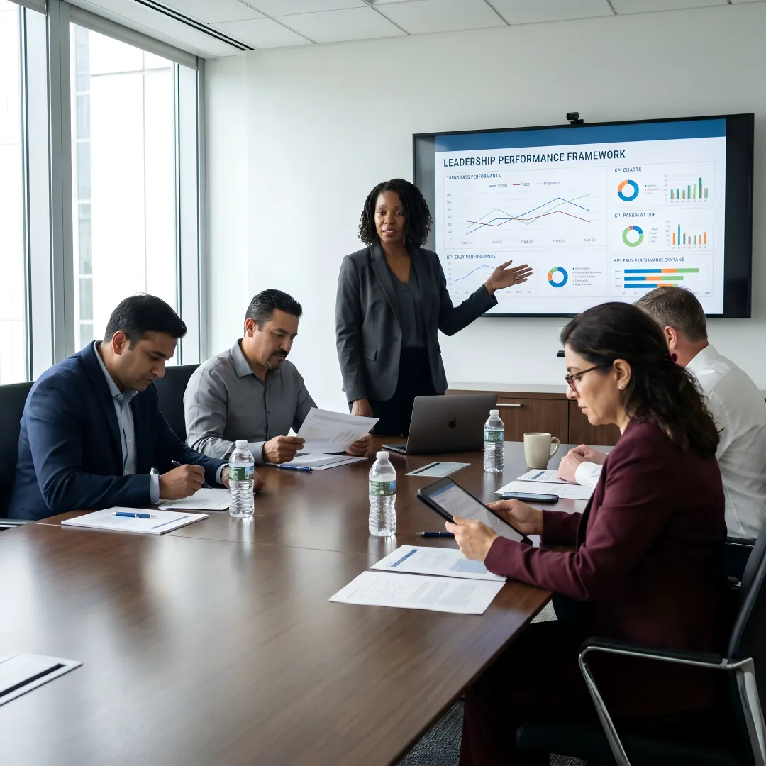 Energy executives in a leadership strategy session