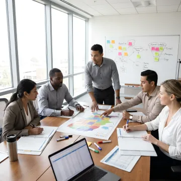Sales team reviewing territory strategy in a training workshop