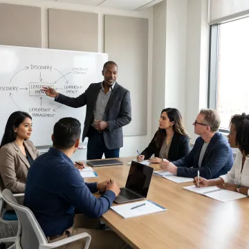 Corporate trainer leading an interactive leadership workshop