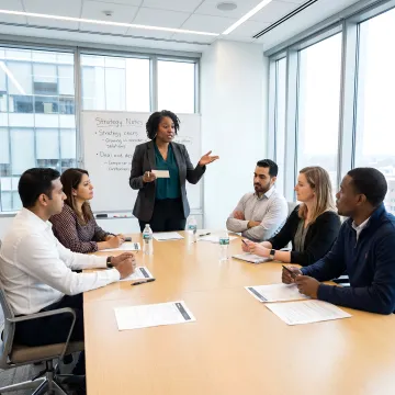 Facilitator guiding leadership training process