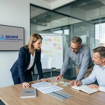 Executive coaching process in a modern conference room