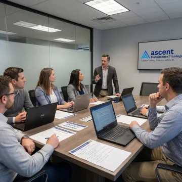 Customer service team practicing training exercises
