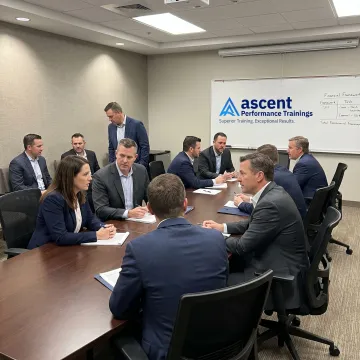 Financial services team in sales training workshop
